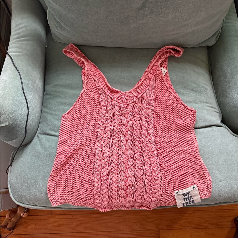 Free People Pink Ribbed Sleeveless Tank Top